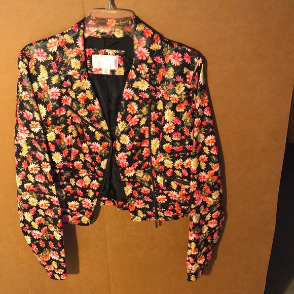Xhilaration Jackets & Blazers - Xhilaration faux leather floral jacket